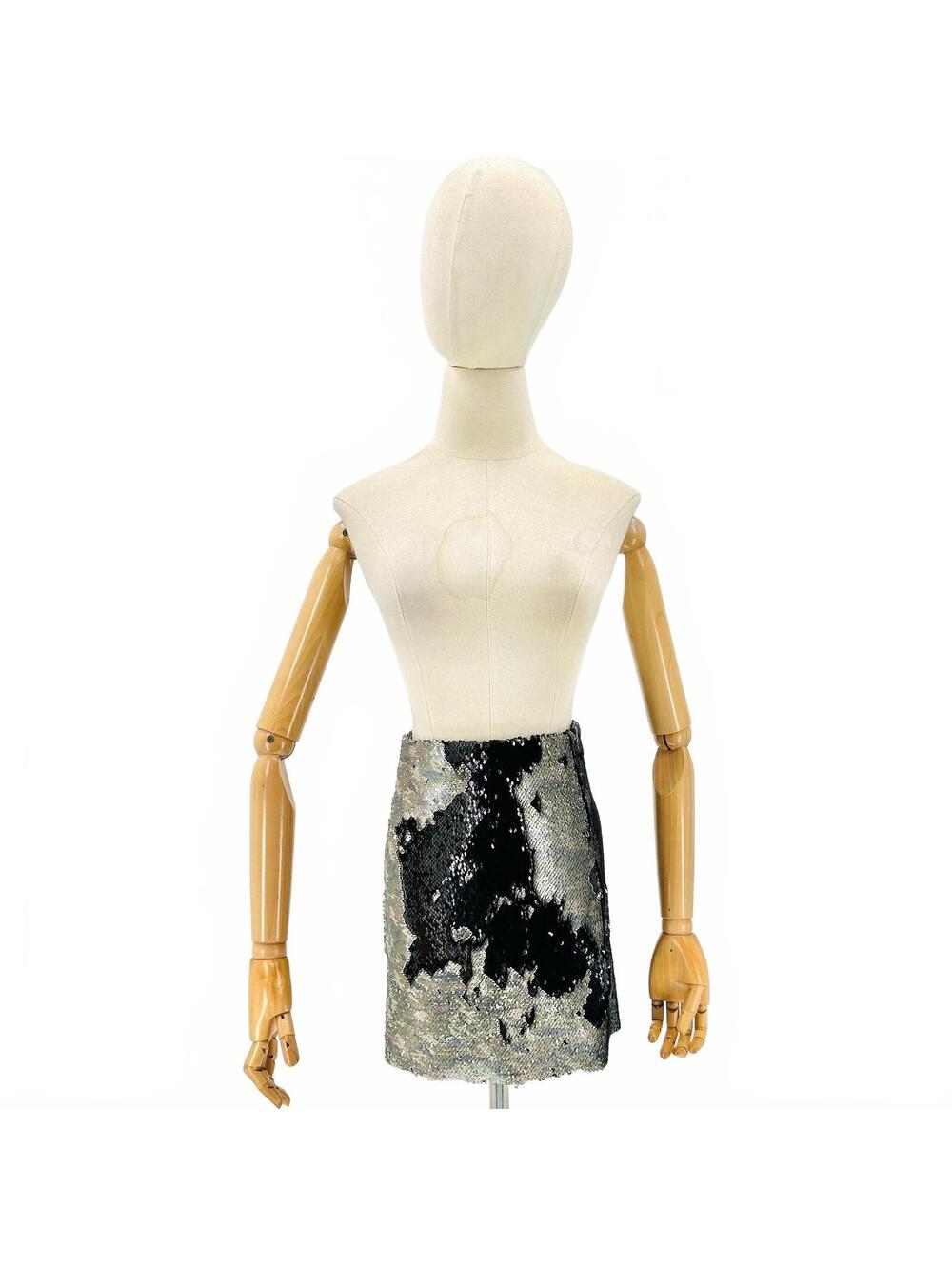 Free People FP One Silver Black Camo Sequin Mini Skirt